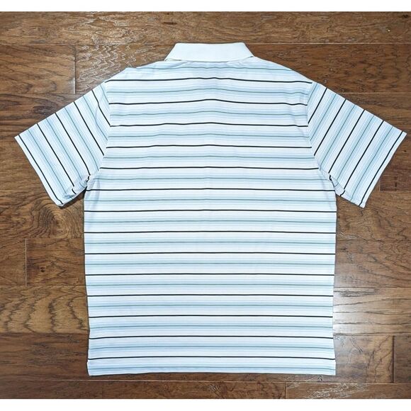 Nike Golf Men's Dri Fit Polo Shirt Blue Black White Stripe Size XXL US Sr Open - Picture 10 of 10